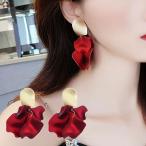 Yahoo! Yahoo!ショッピング(ヤフー ショッピング)ピアス レディース アクセサリー ジュエリー 赤い薔薇 バラ 深紅 花びら フラワーピアス プレート 大振り お洒落 可愛い デート ギフト プレゼン