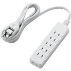 ELECOM T-ST02-22620WH ほこりシャッター付き電源タップ/ 6個口/ 2m/ ホワイト