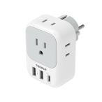 TESSAN 変換プラグ 韓国海外 SEタイプ コンセント変換器 4個AC差込口 1USB-Cポート 2USB-Aポート付き ドイツ、フランス、オランダ、ハンガリー、スペ