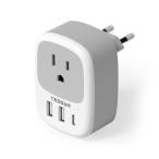 TESSAN 変換プラグ cタイプ 2つのUSB-Aと１つのUSB-Cポート付き 海外変換プラグ 韓国 ベトナム フランス ドイツ イタリア スペイン ヨーロッパなどへ