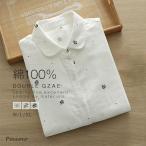 ガーゼシャツ長袖ダブルガーゼ綿100%シャツブラウスレディースガーゼシャツ...