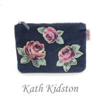 Cath Kidston  キャスキッドソン　ポーチ　マチなしジップパース　VELVET POUCH WITH EMBROIDERED ROSES ホワイトデー　