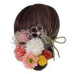 髪飾り 和装 造花 お花 成人式 結婚式 七五三 浴衣 袴 着物 振袖 9点セット (レッド)