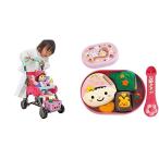 ぽぽちゃんのお買いものベビーカー カゴ&お世話テーブルつき ラズベリーピンク & ぽぽちゃん お道具 おしゃべり 弁当 AI-812セット