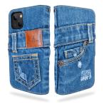 スマホケース iPhone13mini 手帳型 ダメージ デニム  ジーンズ スマホカバー  UK Trident（ユーケートライデント）