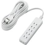 ELECOM T-ST02-22650WH ほこりシャッター付き電源タップ/ 6個口/ 5m/ ホワイト