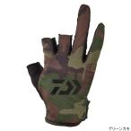 ダイワ 吸汗速乾ストレッチグローブ3本カット DG-64020 M グリーンカモ
