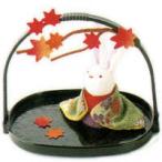 かご付兎 紅葉 秋の風物詩  手作りちりめん細工 和雑貨