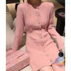 ワンピース セーター 秋冬 オフィス ケーブル ニット ミニ きれいめ 長袖 重ね着風ゾンチー柄 ゆったり おしゃれ キレイめ かわいい 40 代 50 30 着回し 上品