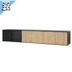 IKEA - イケア - BOASTAD -ボアスタード- ウォールシェルフ ブラック/オーク材突き板 181x32x32 cm (805.070.19)