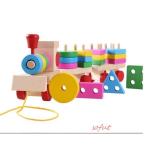 木製ブロック電車玩具 キッズ ゲーム ブロック 知育玩具 積み木 カラフル 認識学習 教育 子供 赤ちゃんおもちゃ 女の子 男の子 ベビー