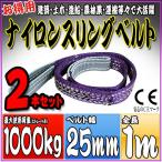 2本セット ナイロンスリングベルト 1m 幅25mm 使用荷重1000kg 1t 吊り 荷締 吊上げ 吊荷 玉掛け 荷物 牽引 ロープ 物流 運搬 流通 車  HRS01P010SET2