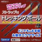 2本セット トレッキングポール ステッキ ストック 青 ブルー I型 軽量アルミ アンチショック機能 登山 伸縮 コルクグリップ 杖 TP04BLSET2