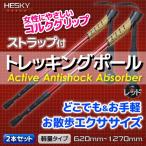 2本セット トレッキングポール ステッキ ストック 赤 レッド I型 軽量アルミ アンチショック機能 登山 伸縮 コルクグリップ 杖 TP04RDSET2