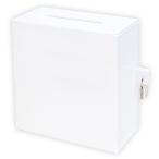 アクリル募金箱（白）鍵付き 【当店限定カ