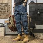 Denim брюки мужской Denim брюки-карго брюки-джоггеры свободно широкий zonchi- Denim низ ji- хлеб широкий брюки cargo Denim джинсы надеты поворот 