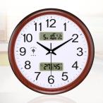 掛け時計 壁掛け時計 北欧スリム 2画面表示 温度湿度計日付表示 ダブルリンクマグノア精密