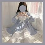 ワンピース ロリータ ゆめかわいい フェミニン ロリィタ クラシカル 可愛い 膝丈 コスプレ メイド ゴスロリ ゴシック ガーリー 長袖