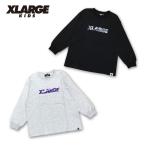 XLARGE KIDS (エクストララージ）xl9413222-迷彩ロゴビックシルエット長袖Tシャツ（クロ、トップグレー）