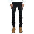 ショッピングスキニー ミニマル mnml X165 STRETCH DENIM BLACK / ブラック デニム パンツ スーパー スキニー ストレッチ ペイズリー リペア