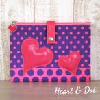 母子手帳ケース　Ｗポーチ　ハート＆ドット(BN) Ｍサイズ