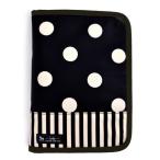 母子手帳ケース ファスナー モノトーン マルチケース polka dot large(twill・black)× narrow stripe(twill・black) B2800900