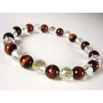 レッドタイガーアイ＆ラウンドカット水晶/天然石パワーストーン ブレスレット/8mm /天然石  メンズ　レディース　ネコポス発送 CP5