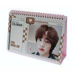 ショッピング卓上カレンダー BTS JIN ジン グッズ 卓上 カレンダー ( 写真集 カレンダー) 2024~2025年(2年分) + ステッカーセット [ピンク 卓上カレンダー]