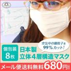ショッピング立体マスク 小さめ 全国マスク工業会 マスク 不織布 日本製 4層 立体 個包装 使い捨て 小さめ 女性 レディース ノーズフィット メガネ 曇らない ゴム 痛くない 耳が痛くない 白 8枚
