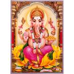 インドの神様 ガネーシャ神 お守りステッカー×1枚[005]　India God【Ganesa】Small sticker (Charm)【富】【商業】【学問】【繁栄】【成功】【群衆の長】