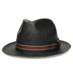 CHRISTYS　LONDON　クリスティーズ　ロンドン　18210　Stripe　Panama　Hat　ストライプ　パナマ　ハット　ブラック