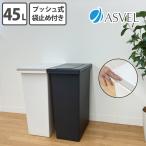 アスベル エバン密閉プッシュペール45L ホワイト ブラック ごみ箱 ゴミ箱 ダストボックス シンプル スタイリッシュ おしゃれ 日本製