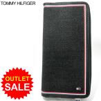 【アウトレット-TH709】トミーヒルフィガー 長財布 ラウンドジップ ブラックデニム×ブラックレザー TOMMY HILFIGER 31TL190006 BLACK 185107-709