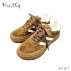 ショッピングモコモコ Haccccy ハッシー 本革 モコモコスニーカー レディース レースアップ 低ヒール 4.5cm ブラウン×アイボリー ベロデザイン カジュアル シューズ 靴 HY-017