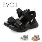 EVOL イーボル 超軽量 ベルトスポーツサンダル JA4013 レディース カジュアル シューズ 靴 厚底 サンダル スポサン ベルクロ ホールド感 フィット感 クッション