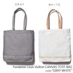 ショッピングルイ・ヴィトン Fondation Louis Vuitton CANVAS TOTE BAG GRAY WHITE フォンダシオン ルイヴィトン キャンバス トートバッグ 内ポケット付 ルイビトン 鞄 バッグ BAG