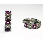 K14WGルビー/ダイヤイヤリング