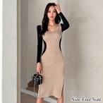  сорочка kyaba платье medium платье тугой One-piece девушка из кабаре Cabaret Club lounge длинный рукав разрез bai цвет вязаный переключатель Gracia 