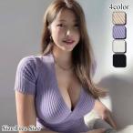 トップス セクシー レディース カシュクール クール メリハリ 柔らか 大人 ニット パープル ベージュ ホワイト ブラック フリーサイズ グラシア