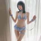 ガーターランジェリー ガーターリング ギンガム チョーカー ハード ヒップライン リボン 色気 チェック ニーハイ ミニ丈 レース ブルー フリー GRAXIA グラシア