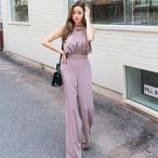 キャバドレス ワンピース トレンド オールインワン ファスナー ホルターネック ワイドパンツ 優しい ピンク S M L GRAXIA グラシア