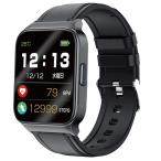 スマホ不要！健康管理が一目瞭然！熱中警戒アラート機能搭載ヘルスウォッチ  (USB充電 IPX6 運動 睡眠 心拍 歩数計)