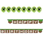 マインクラフト パーティーグッズ セット 誕生日 2アイテム yts0293 マイクラ MINECRAFT テーブルカバー 風船 バルーン 装飾 デコレーション 誕生日会