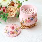 綿棒 ケース 入れ 収納 マルチスタンド 蓋付大容量 おしゃれ かわいい ローズ 薔薇雑貨