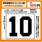 野球　背番号　Ｈ20ｃｍ　ゼッケン　（大人用）　昇華プリント　W30ｃm×H25ｃm　ぜっけん