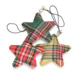 ストラップ　可愛いストラップ　チェック柄　星　スター　中綿　フワフワ　f-ts232