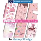 Galaxy S7 edge ケース 手帳型 スマホケース SC-02H SCV33 ピンク 花柄 動物 sc02h scv33 ギャラクシー / dc-1006