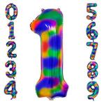 EXV バルーン 数字 1 虹色 誕生日 記念日 大きい 飾り付け パーティー飾り90cm 40インチ ゴム風船