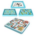 ゲームセット 4in1（フライングチェス・五目並べ・アニマルチェス・蛇とはしご）※日本語説明書付