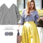 リボンスリーブブラウストップスレデ...